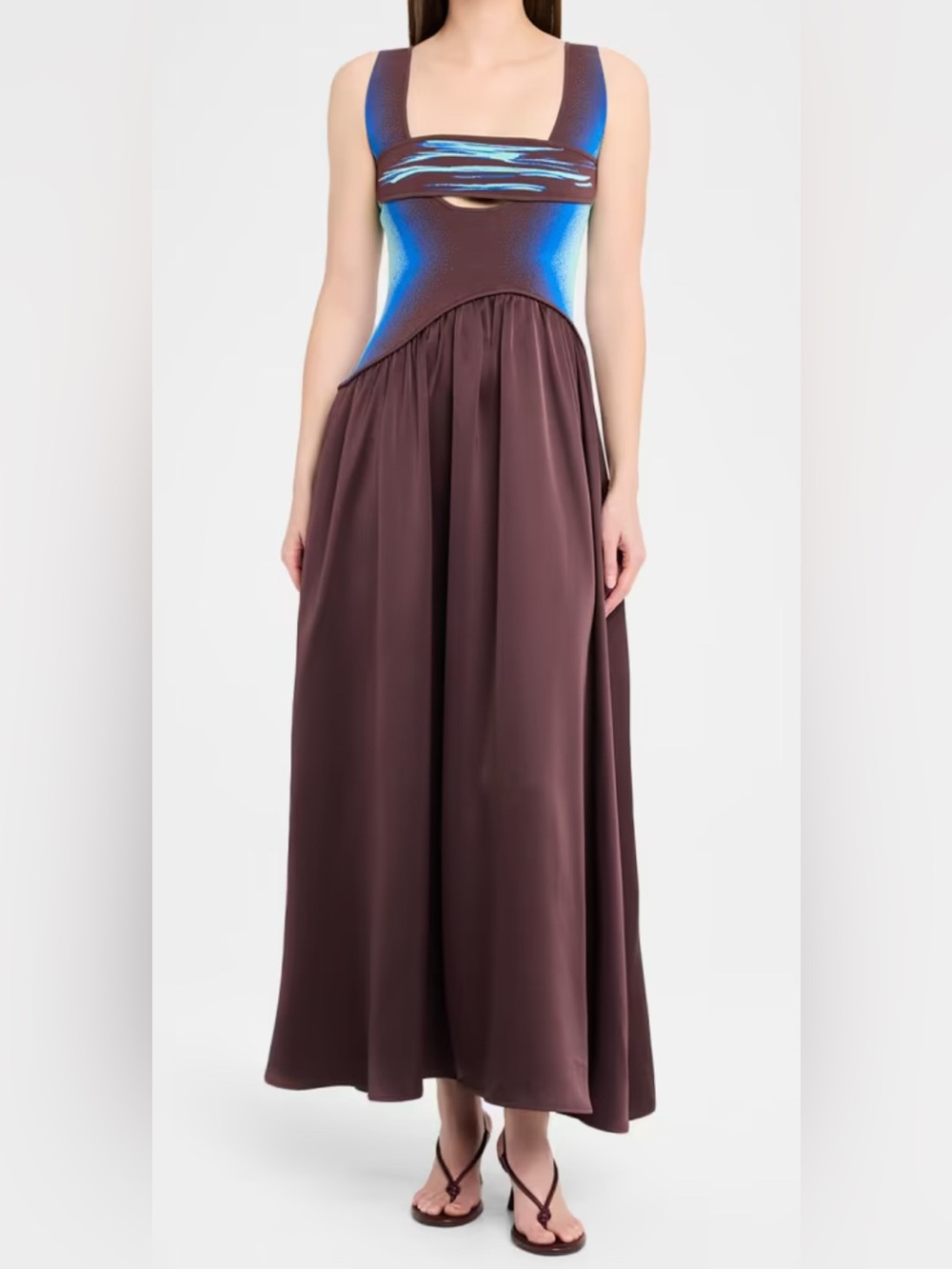 NWT PH5 JEWEL REVERSIBLE MAXI DRESS Size Large Brown Blue Maxi Abstract